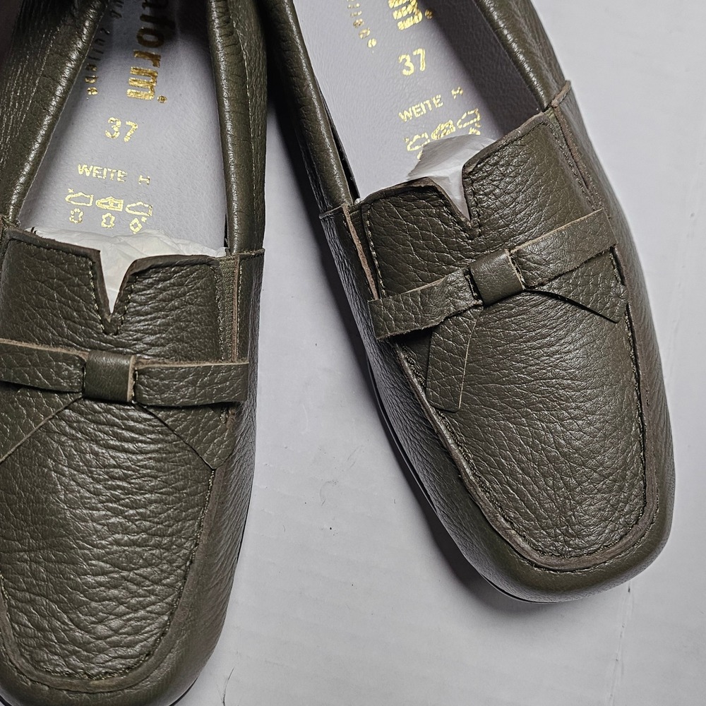 Vitaform Olive Green Leather Loafer Flats Bow Comfort Shoes Womens EU 37/US‎ 7 - Picture 6 of 16